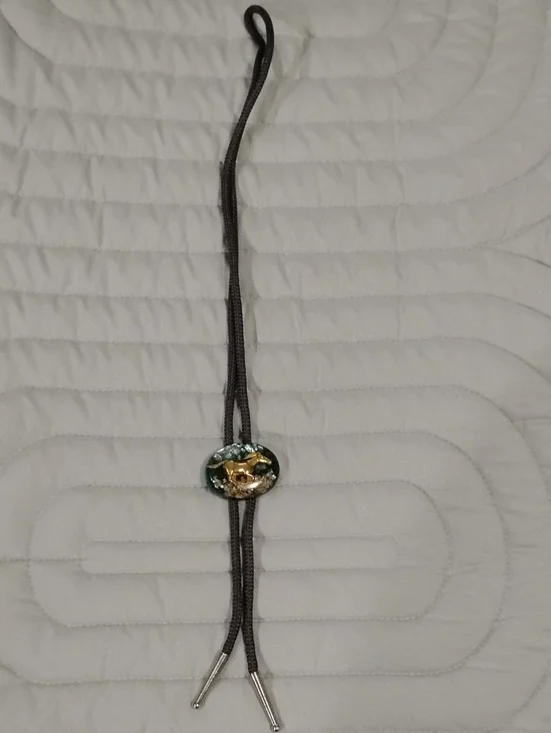 Western Bolo Tie with Gold Longhorn Concho