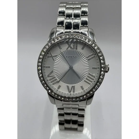 GUESS Women's U0329L1 Crystal-Accented Stainless‎ Steel Watch- New Battery
