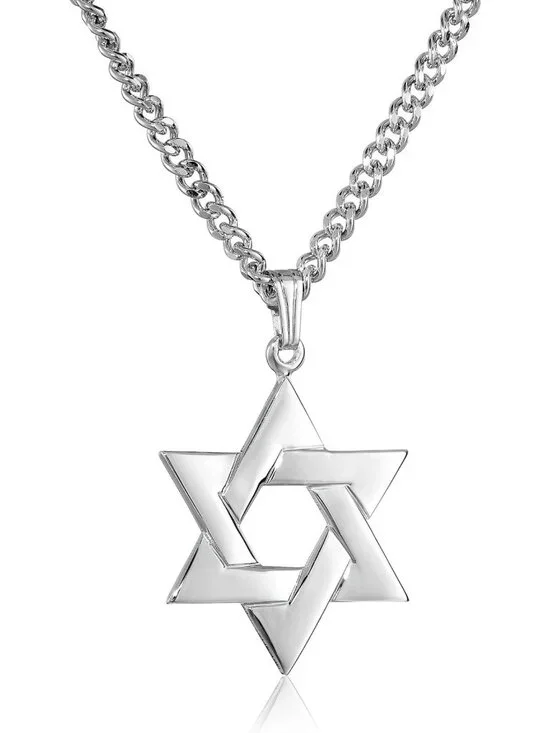 Sterling Silver Star of David Pendant Necklace with 24