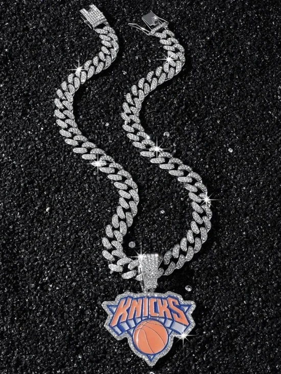 NBA New York Knicks Necklace Pendant Cuban Chain Link Basketball Jewelry