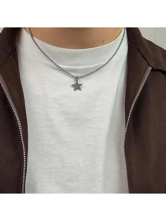 Steel Star Pendant y2k style choker necklace. Chain is unisex. 17.5 inches