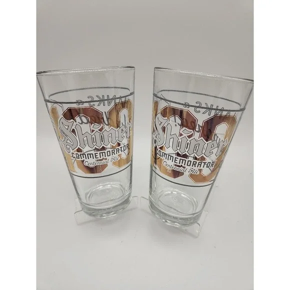 Shiner Beer Glasses 100 Commemorator Centennial  Retired Brew Rare Man Cave Read