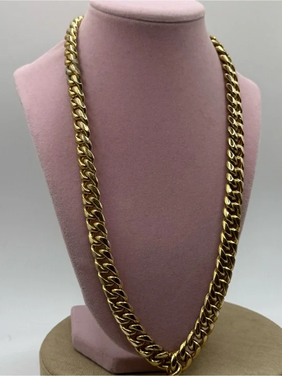 Vintage heavy men’s Classic Thick gold tone Cuban Chain Necklace