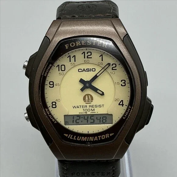 Casio Forester 5155 FT-600W Mens Watch 37mm Brown Leather Backlight New Battery