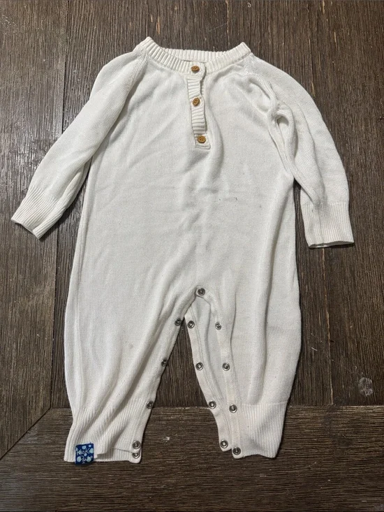 Kickee Pants Baby 6-12M Ivory Knit Romper Jumpsuit | Soft Neutral One Piece