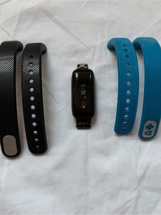 Virgin Pulse Max Buzz Fitness Activity HR Tracker USB Watch with Blue Black Band