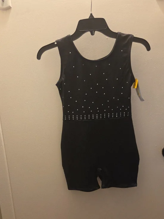 Cat & Jack Black Girls' Sleeveless Rhinestone One-Piece Romper