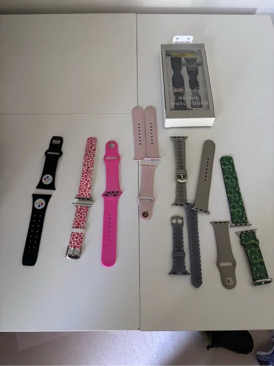 Assorted Silicone and Fabric Smartwatch Bands - Pink, Black, Gray, Green