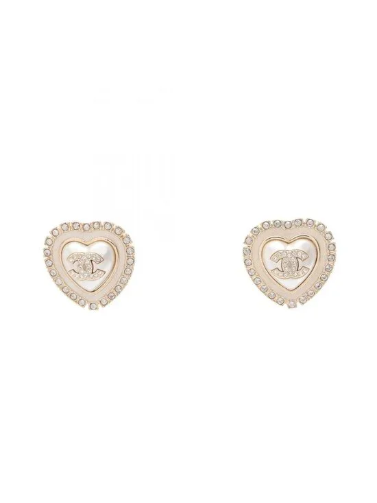 Chanel Earrings CC Logo Heart