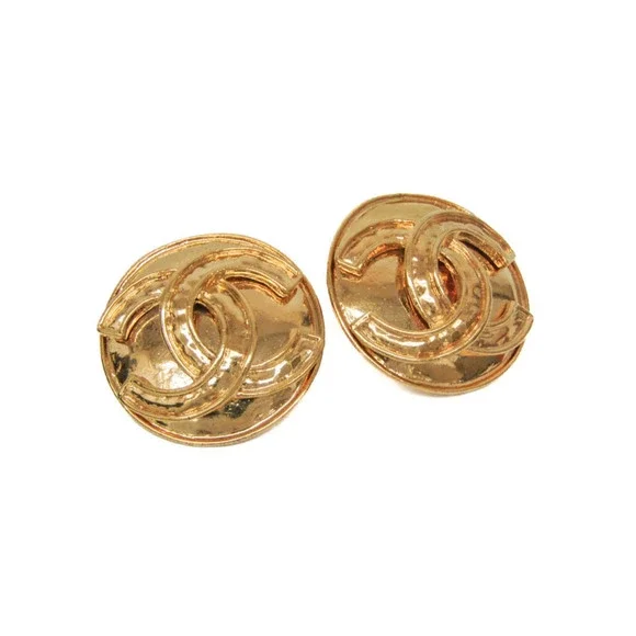 CHANEL Vintage Gold Logo Earrings