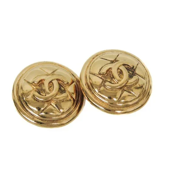 CHANEL Vintage Gold Logo Earrings