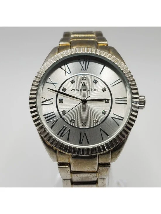 Worthington Quartz Watch 36mm Silver Tone New Battery