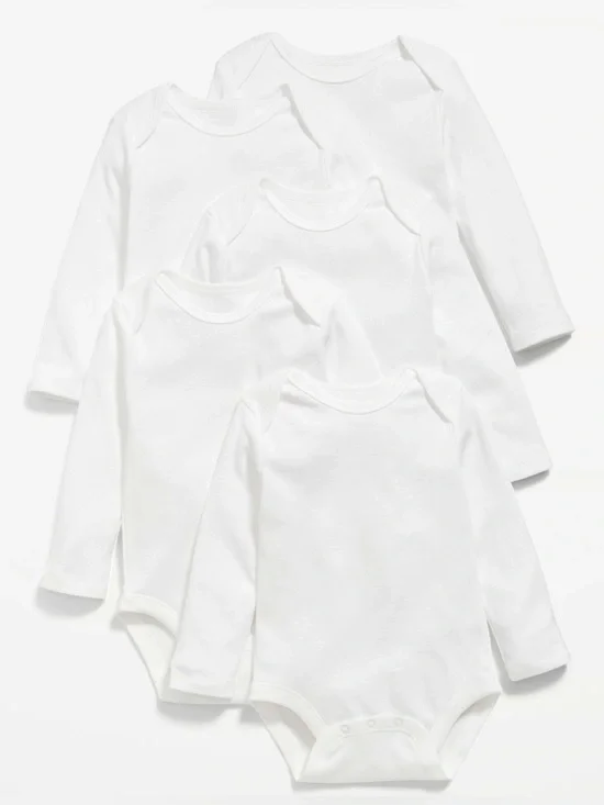 🆕 5-Pack Baby Old Navy Unisex Bodysuit White 12-18M