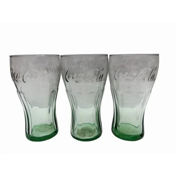 3-Set Coca Cola Drinking Glasses (Green) 16.7oz. (494ml) New With Tags‎