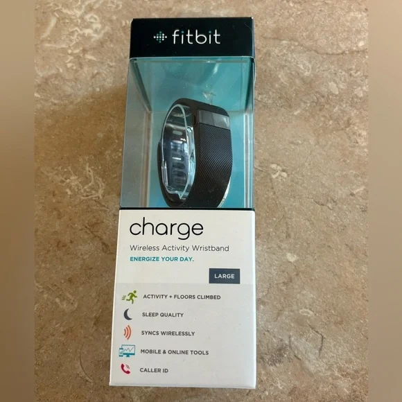 Vintage Fitbit Charge Wireless Activity Wristband Tracker Large Black NEW