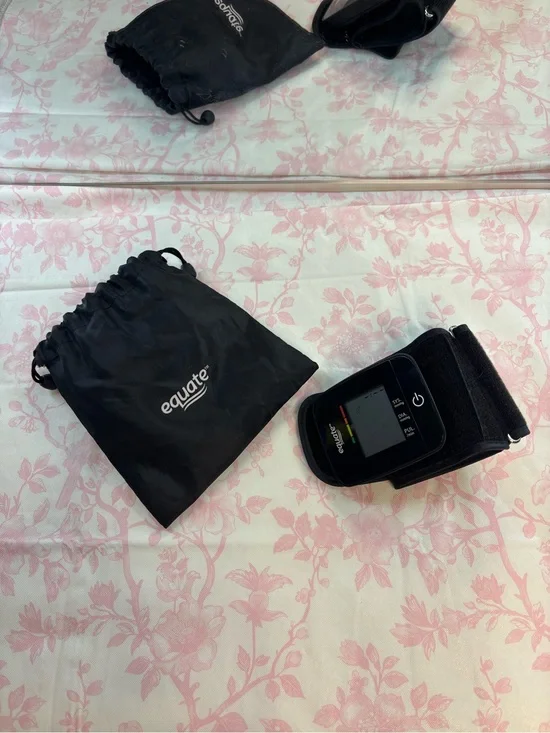 Equate Black Wrist Blood Pressure Monitor with Carry Pouch