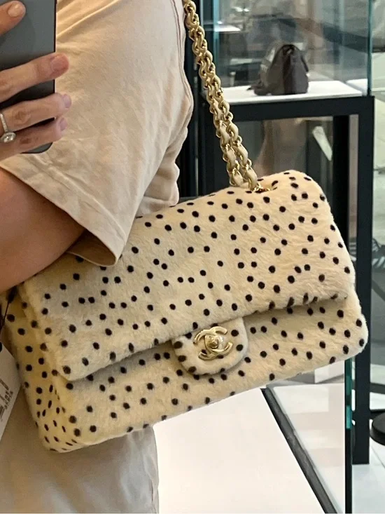 Chanel pony hair flap blazy polka dot