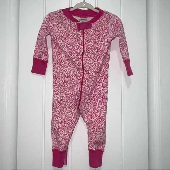 Hanna Andersson Long Sleeve Heart Zip Up Onesie Size 6-9 Months
