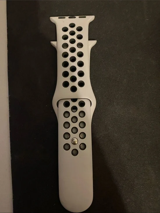 Nike Sport apple Silicone Watch Band - Light Gray with Black Holes