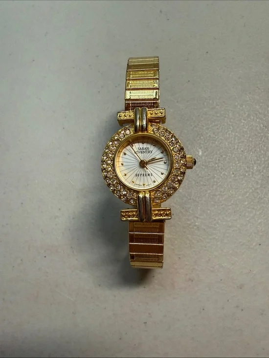 Sarah Coventry Supreme Gold Crystal Accent Women's Watch - Goldtone