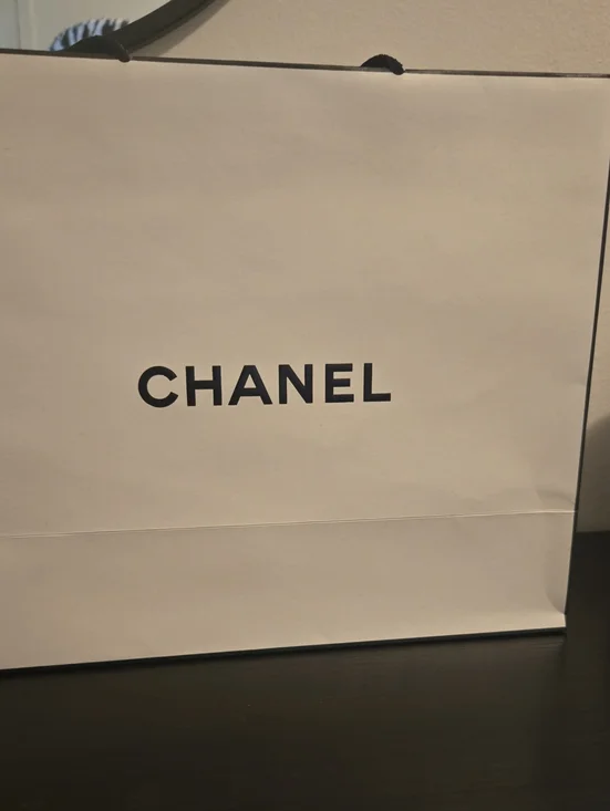 CHANEL White and Black Luxury Shopping Bag