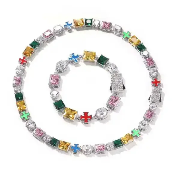 Multi Colored Crystal Necklace Bracelet 81 Ce