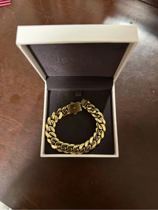 14K Yellow Gold plated Cuban Link Bracelet - Men