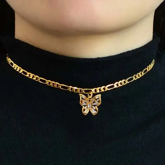 Butterfly Choker Pendant Necklaces