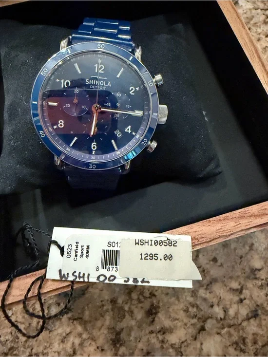 Shinola Blue Chronograph Stainless Steel Watch