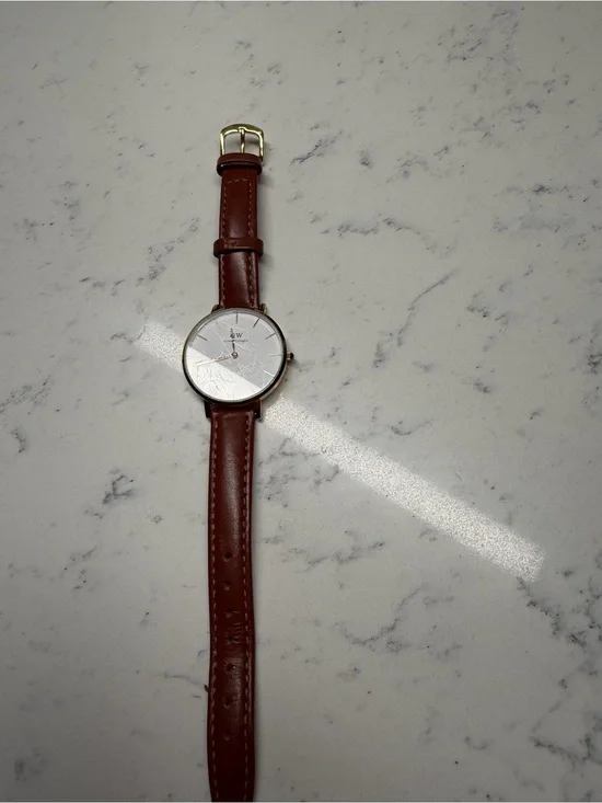 Daniel Wellington Classic Brown Leather Wristwatch with White Dial