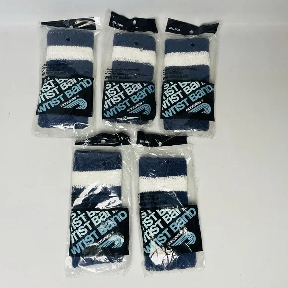 Navy & White Striped Wrist Bands Lot of‎ 5 Pkgs 10 Total Ridgeview Cotton USA