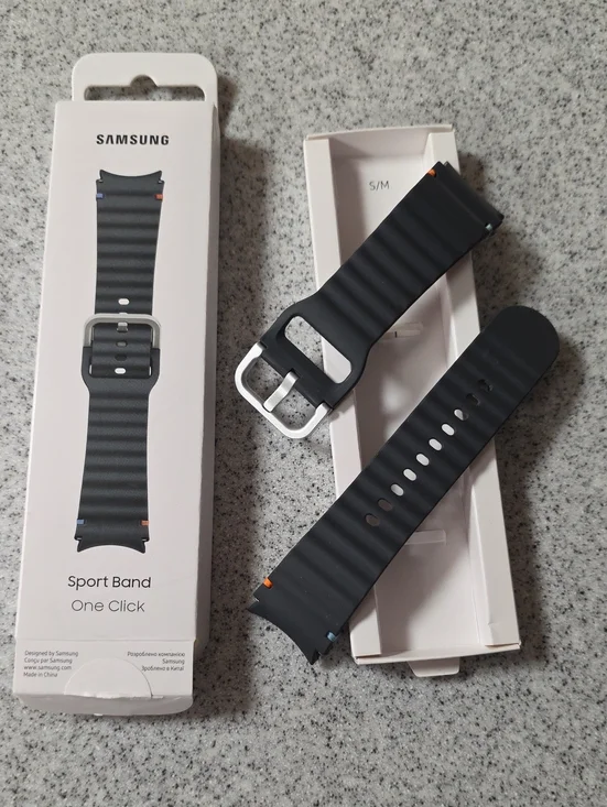 Samsung Black Textured Sport Band with Silver Buckle, Size S/M
