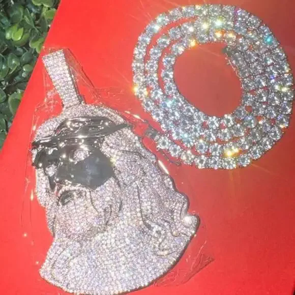Iced Out Silver Jesus Pendant 2447