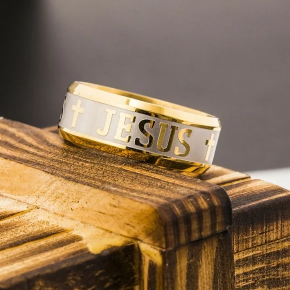 Unisex Fashion Jesus Christian Cross Prayer Ring Band New
