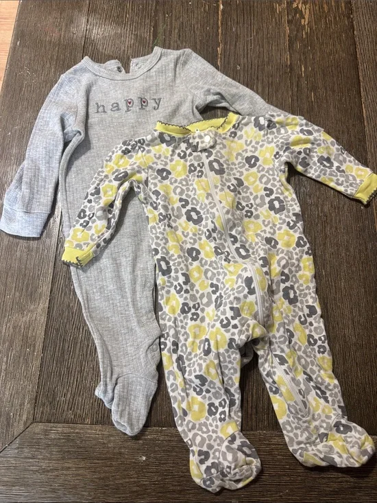 Baby Girl Footed Sleeper Bundle | 3-6 Months | Faded Glory & More | 2-Piece