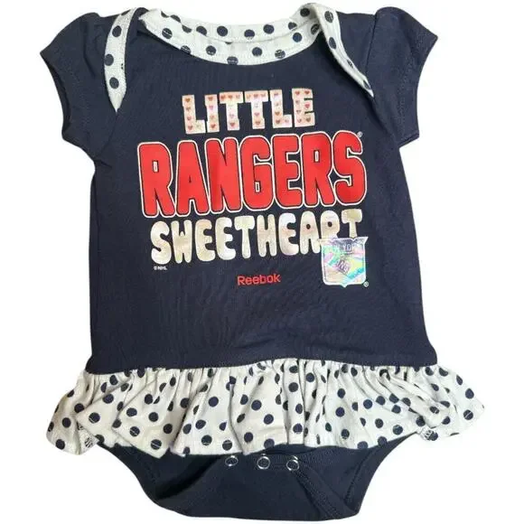 Reebok Navy Little NY Ranger NHL Team Apparel Short Sleeve One Piece Size 0/3 M