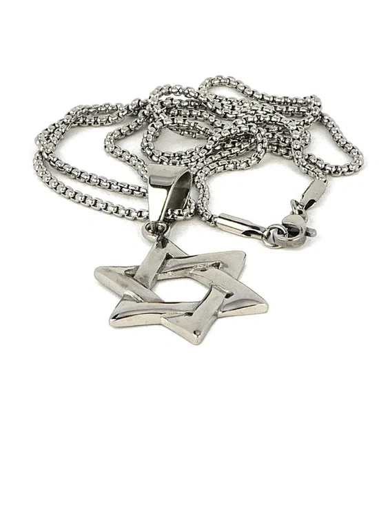 New Stainless Steel Star of David Necklace