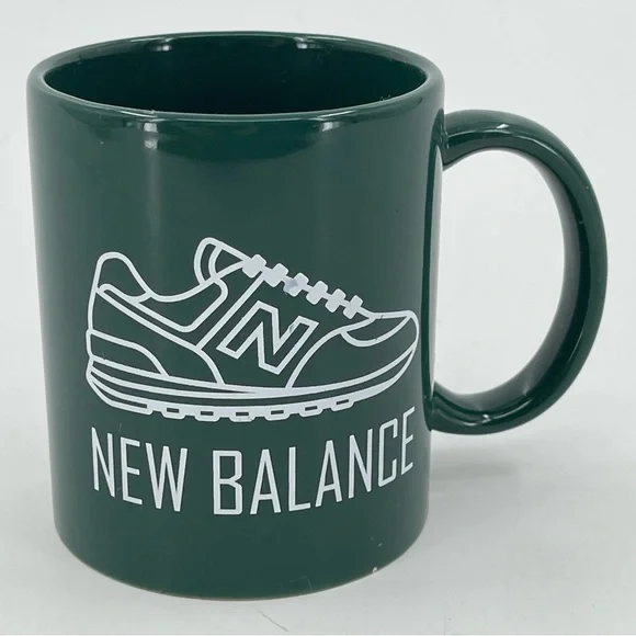 New Balance Cup Green &‎ White Logo Ceramic Coffee Tea Hot Cold Mug Vintage HTF