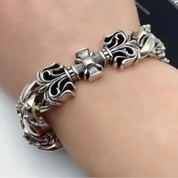 Stainless Steel Vintage Style Cross Unisex Bracelet Chain Link