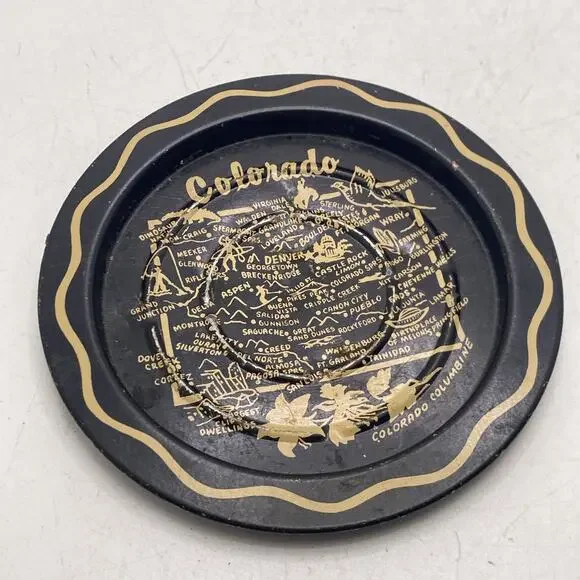 Vintage Colorado Black Metal Dish