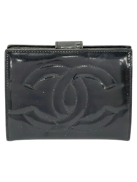 Chanel Black CC Logo Leather Wallet