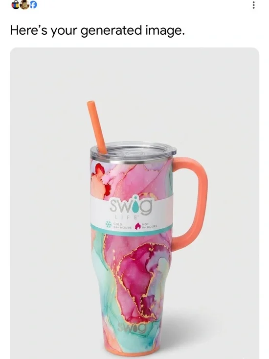 Swig Life Marble Watercolor Travel Mug with Coral Handle and Straw