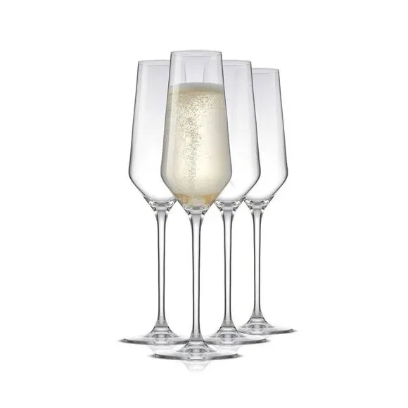 JoyJolt Layla Crystal Champagne Flutes Glasses Set of 4 Czech Republic NIB New