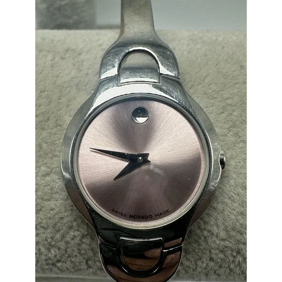 Movado Kara 84A11846 New Battery Pink Dial Ladies Watch 24MM 6