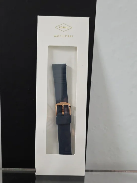 Fossil Navy Silicone Watch Strap with Rose Gold Buckle