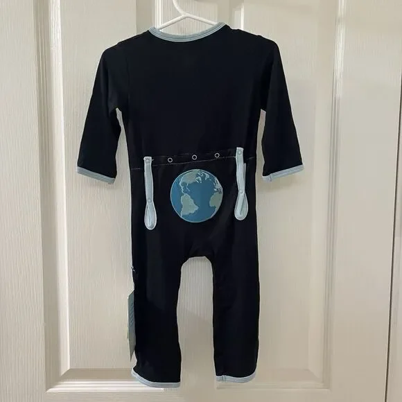 Kickee Pants Bamboo Midnight Earth Applique Coverall with Zipper 6-9 Months NWT