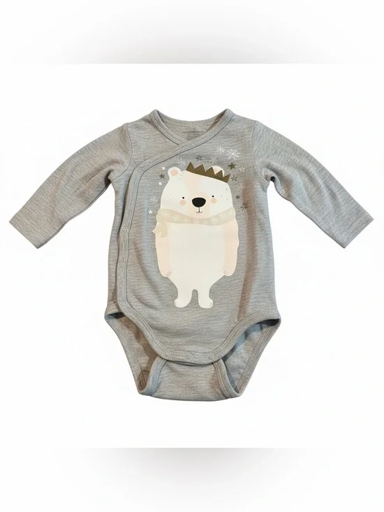Long Sleeve Polar Bear Gray Onesie for 4-6 months
