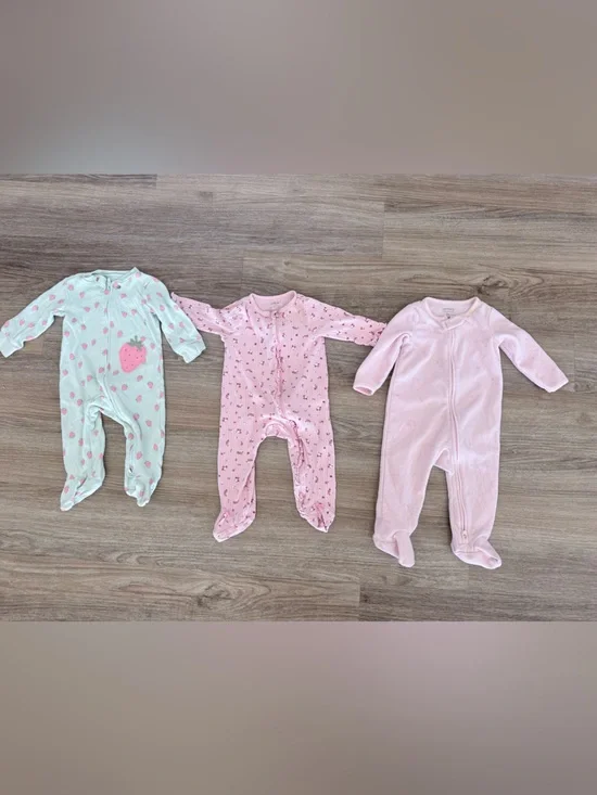 3-Pack Baby One-Piece Sleepers in Pink and Mint