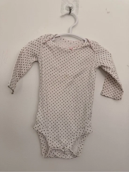 Carters just one you long sleeve polka dot babygirl bodysuit