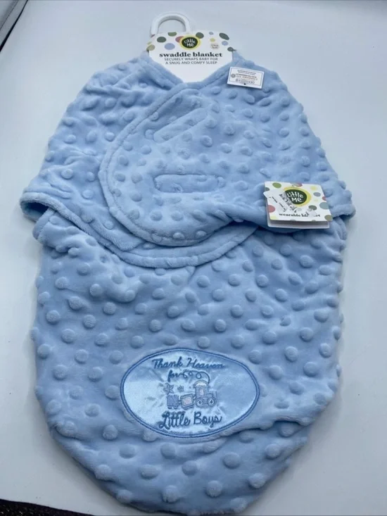 Little Me Snuggle Blanket /Wrap Thank Heaven for Little Boys Blue Comfy Sleep